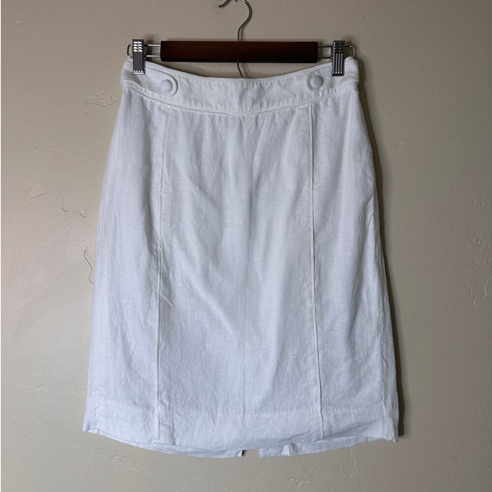 Banana Republic White Linen Lined Pencil Skirt 2